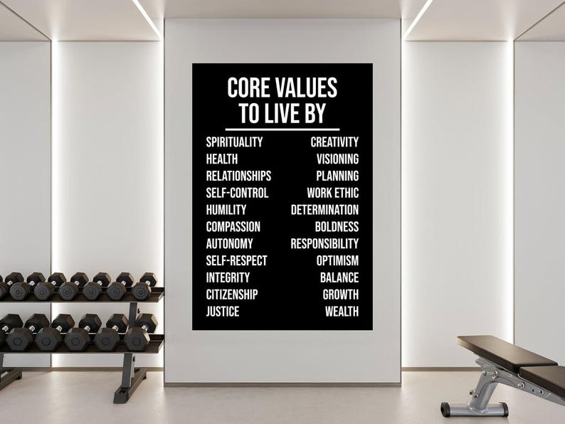 Gym Values Core Values Poster, Motivational Quotes, Home Gym Wall Art ...