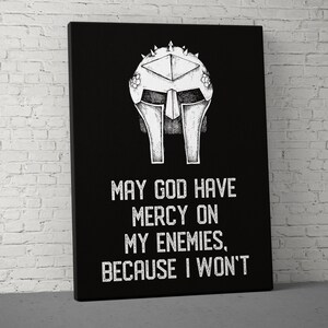 May God Have Mercy Canvas - Home Gym Decor - Office Large Motivational Quote Wall Art - Weightlifting Inspirational