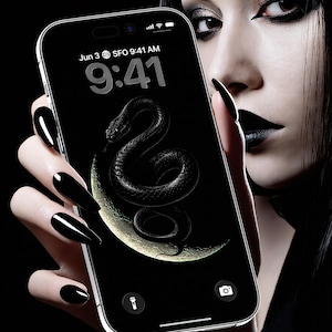 Lot de papiers peints Serpent lunaire | Écran de verrouillage de bureau serpent noir pour iPhone et iPad