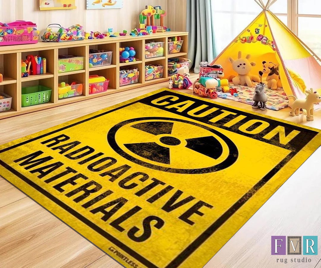Caution Rug Radioactive Warning Rug, Radiation Hazard Area Rug, Gamer Room Decor ...