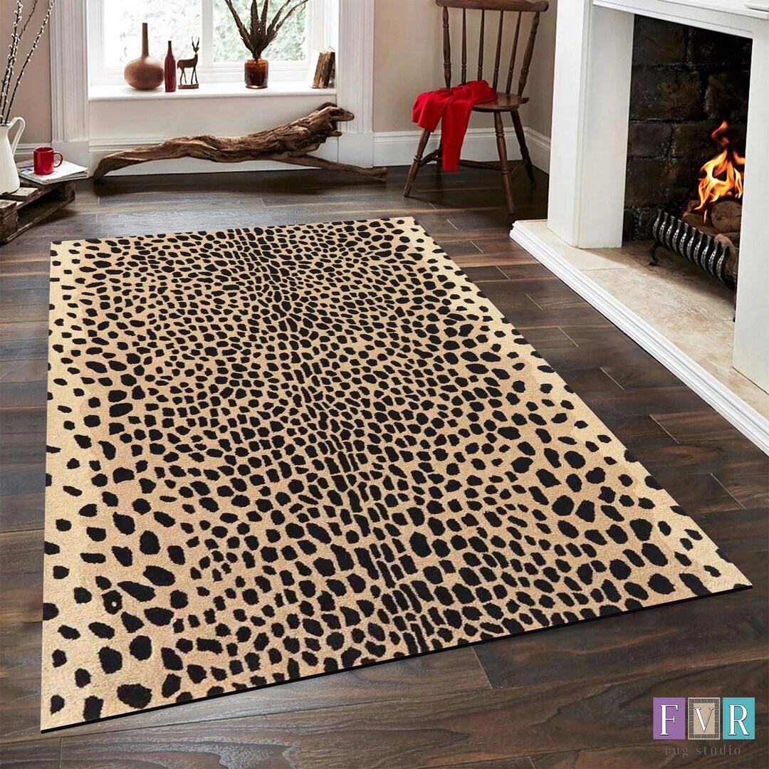Leopard Print Area Rug, Animal Print Living Room Rug, Cheetah Pattern ...