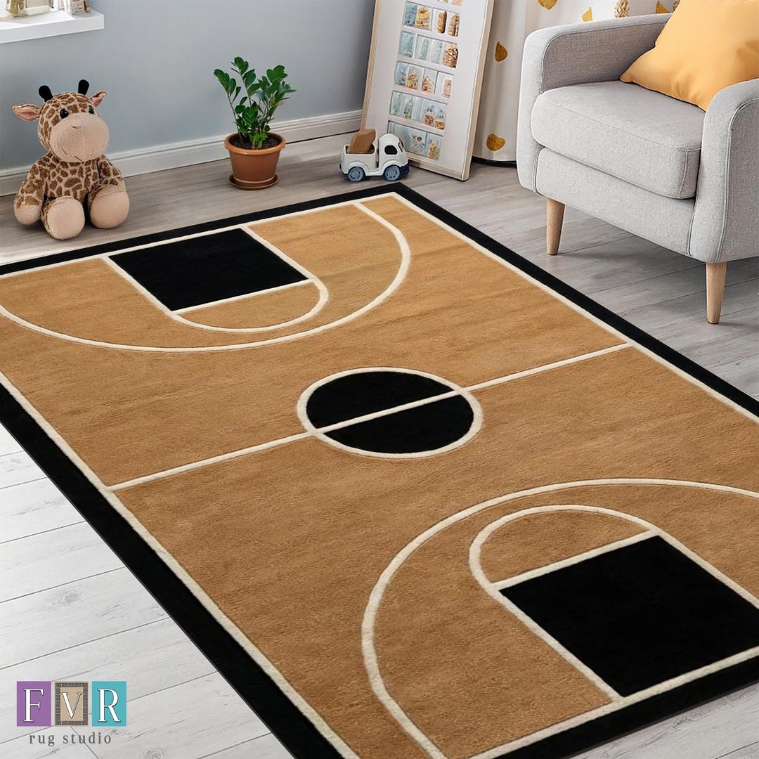 Basketball Court Area Rug Modern Geometric Kids Room Decor - Etsy