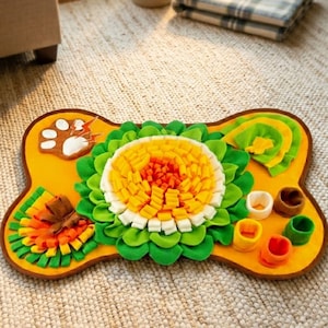 Interactive Dog Snuffle Mat, Flower Garden Slow Feeder, Mental Stimulation Toy, Washable Non-Slip