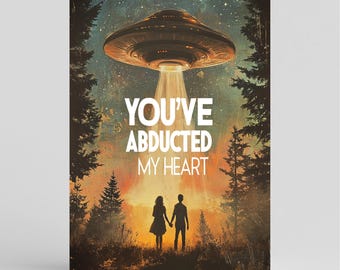 Biglietto d'auguri UFO / Rapito / Biglietto d'amore romantico fantascientifico