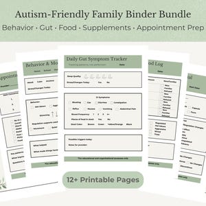 Autismevriendelijke gezinsmap afdrukbaar | Gedrags-, voedsel- en supplemententrackerbundel + afspraakvoorbereiding | Digitale pdf