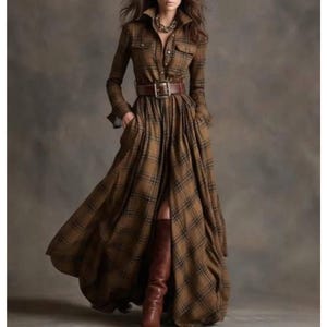 Vintage Plaid Maxi Dress - Etsy