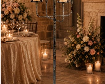 Candelabro de pie de 119 cm de altura, portavelas para velas cilíndricas y cónicas, candelabro vintage para bodas y decoración del hogar, decoración de entrada.