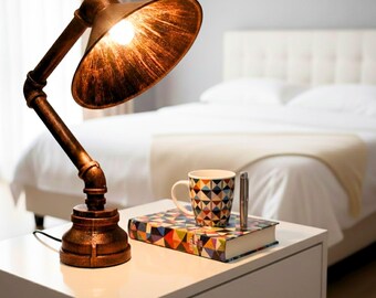 Vintage Table Lamp for Living Room -Retro Style Office Lamp | Steampunk Night Light Lamp for Side Table