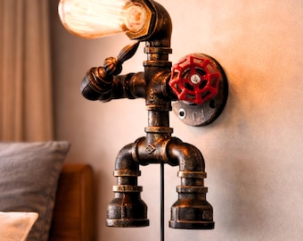 Apliques de pared enchufables ajustables para el hogar / Iluminación de pared industrial para decoración del hogar / Lámparas de pared con forma de robot con base E26 para decoración de paredes