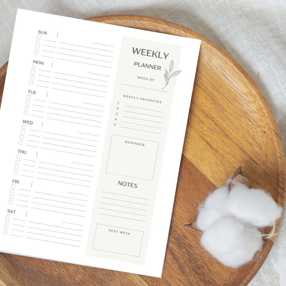 Minimalist Weekly Planner Printable | A4 + US Letter | Monday & Sunday ...