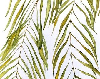 Palm Leaves - Original Watercolor Painting 9"x12"