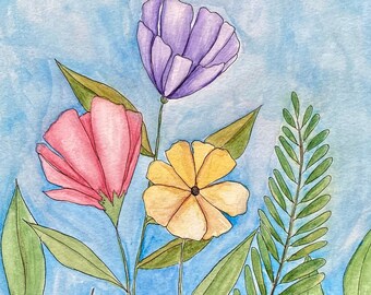 Wildflowers Original Watercolor Painting