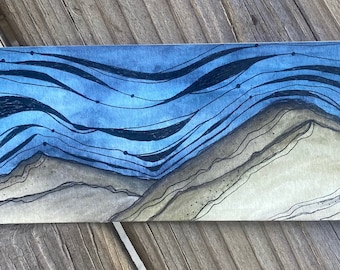 Mountains Original Mixed Media Art - 3” x 9”