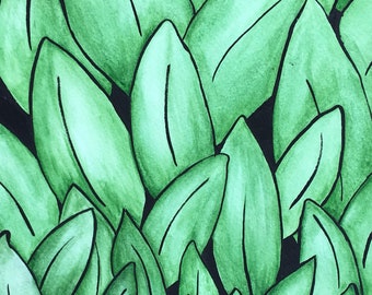 Green Leaves - Original Watercolor Painting 9"x12"