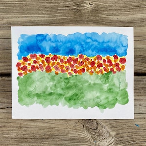 Modern Poppies - Original Watercolor Painting 6&quot;x8&quot;