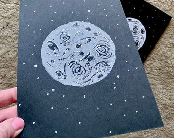 Moon Original Linocut Print - choose your moon!