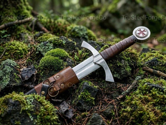 Knights Templar Crusader Sword Replica: Hand Forged Carbon Steel Long Sword