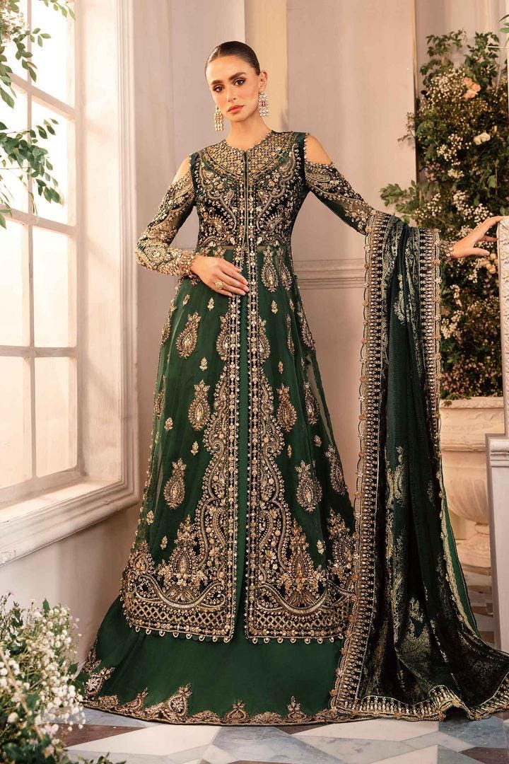 emerald green eid dress Elegant Dark Green V-Neck Embellished Eid Dress with Rhinestone & Bead –  Islamic Shopping Network