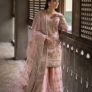 grey and pink walima dress Fashion New Pakistani Wedding Dresses 2019 Embroided Asian Pakistani Bridal Wedding Dress Grey Used