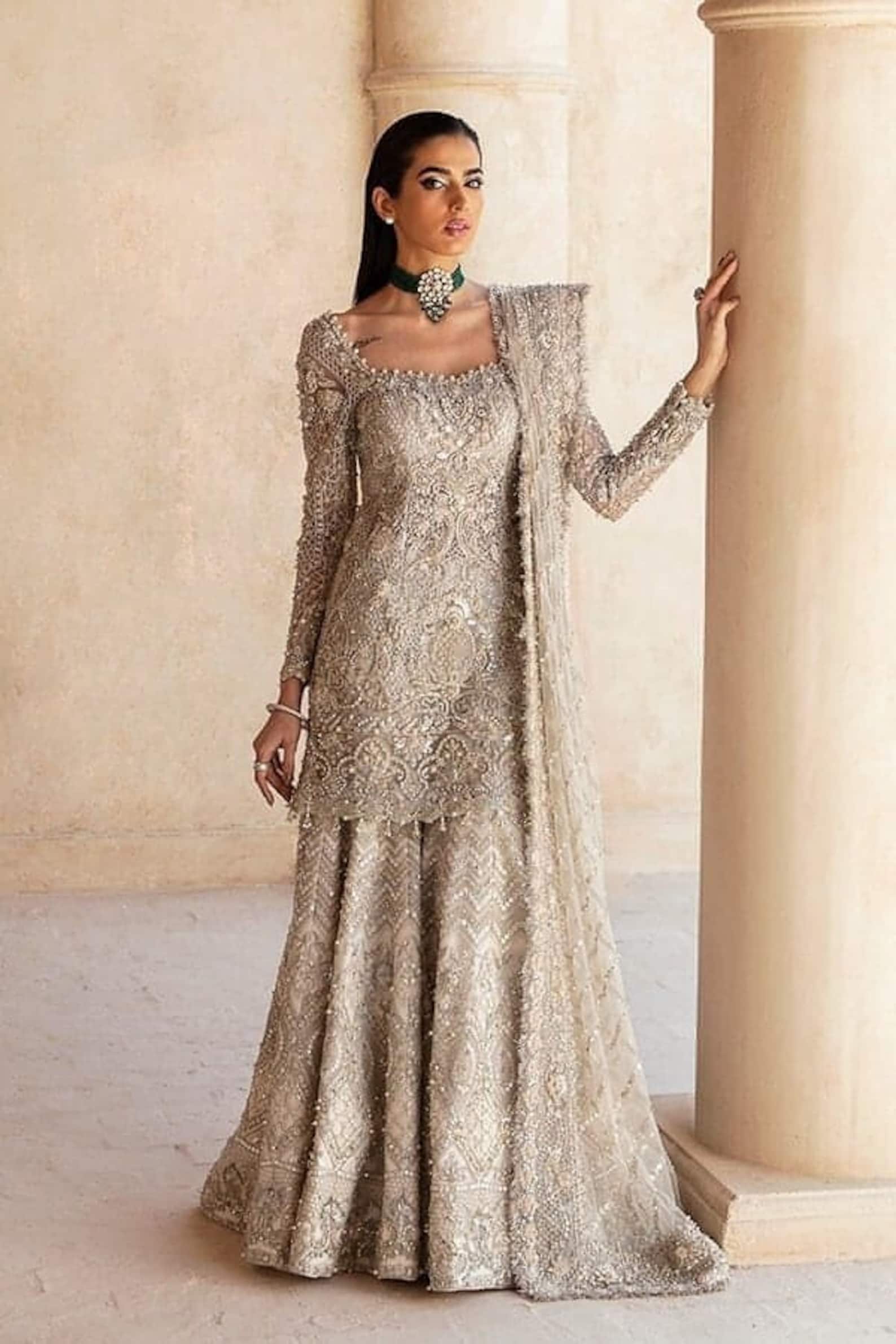 golden fancy dresses in pakistan Pakistani Gold Dress