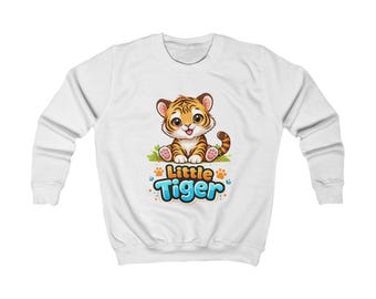 Little Tiger Kids Sweatshirt | Cute Baby Tiger Illustration, Playful Nursery Design