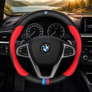 BMW Steering Wheel Cover | Leather Carbon Fiber Grip Protector | M,X & E model