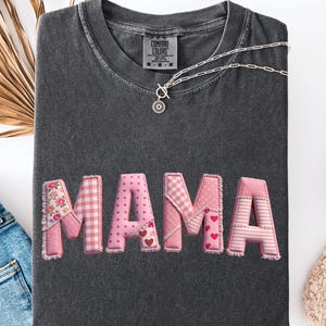 Mama Faux Patchwork PNG, Mama Patchwork Typography Design, Mother's Day Sublimation PNG, Mama Shirt Design