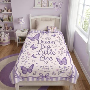 Baby Mädchen Decke Decke Baby Shower Geschenk Schmetterling Coquette Decke Lila Bogen Kleinkind Mädchen Schlafzimmer Dekor Traum Big Little One Soft