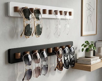 Soporte de madera para gafas de sol – Organizador de gafas de pared, almacenamiento minimalista para la entrada