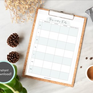 Printable Weekly Meal Planner Breakfast, Lunch, Dinner, Snacks - Etsy