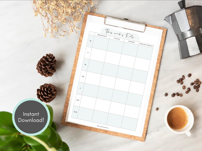 Printable Weekly Meal Planner Breakfast, Lunch, Dinner, Snacks - Etsy