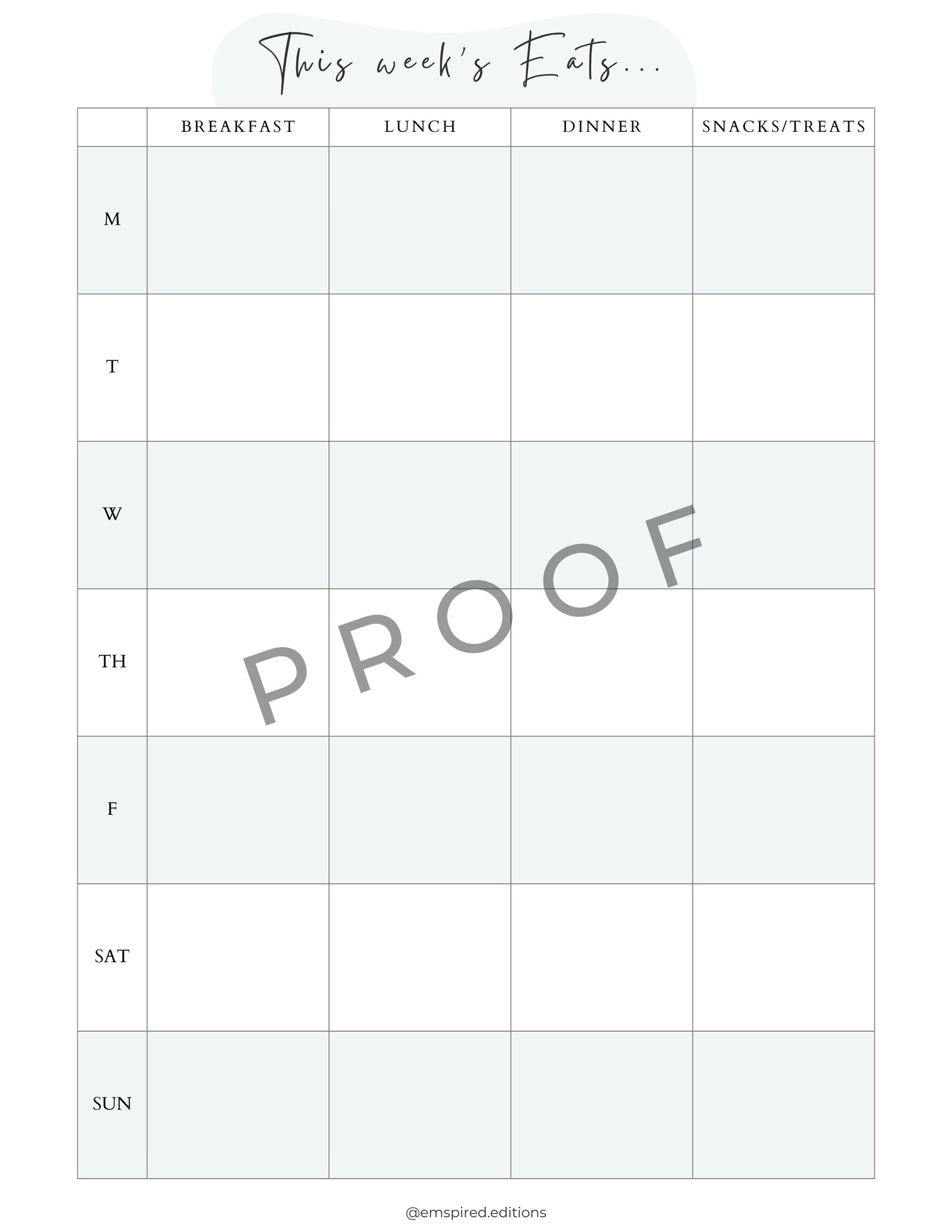 Printable Weekly Meal Planner Breakfast, Lunch, Dinner, Snacks - Etsy