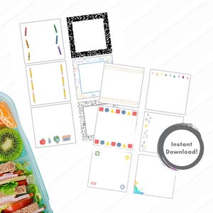 Printable Lunch Box Notes, Instant Download | 12 designs