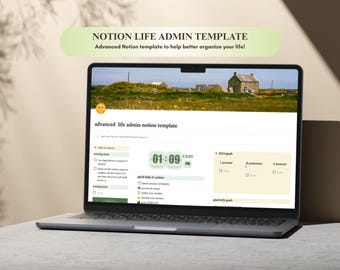 Plantilla de planificador de vida Notion / Panel de control Second Brain Notion / Sistema de productividad todo en uno apto para TDAH / Establecimiento de objetivos estéticos
