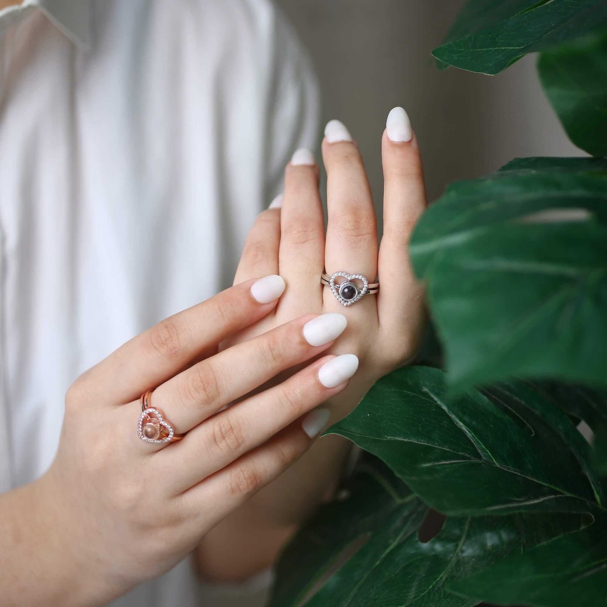 Custom Heart Photo Projection Ring • Personalized Hidden Secret Picture ...