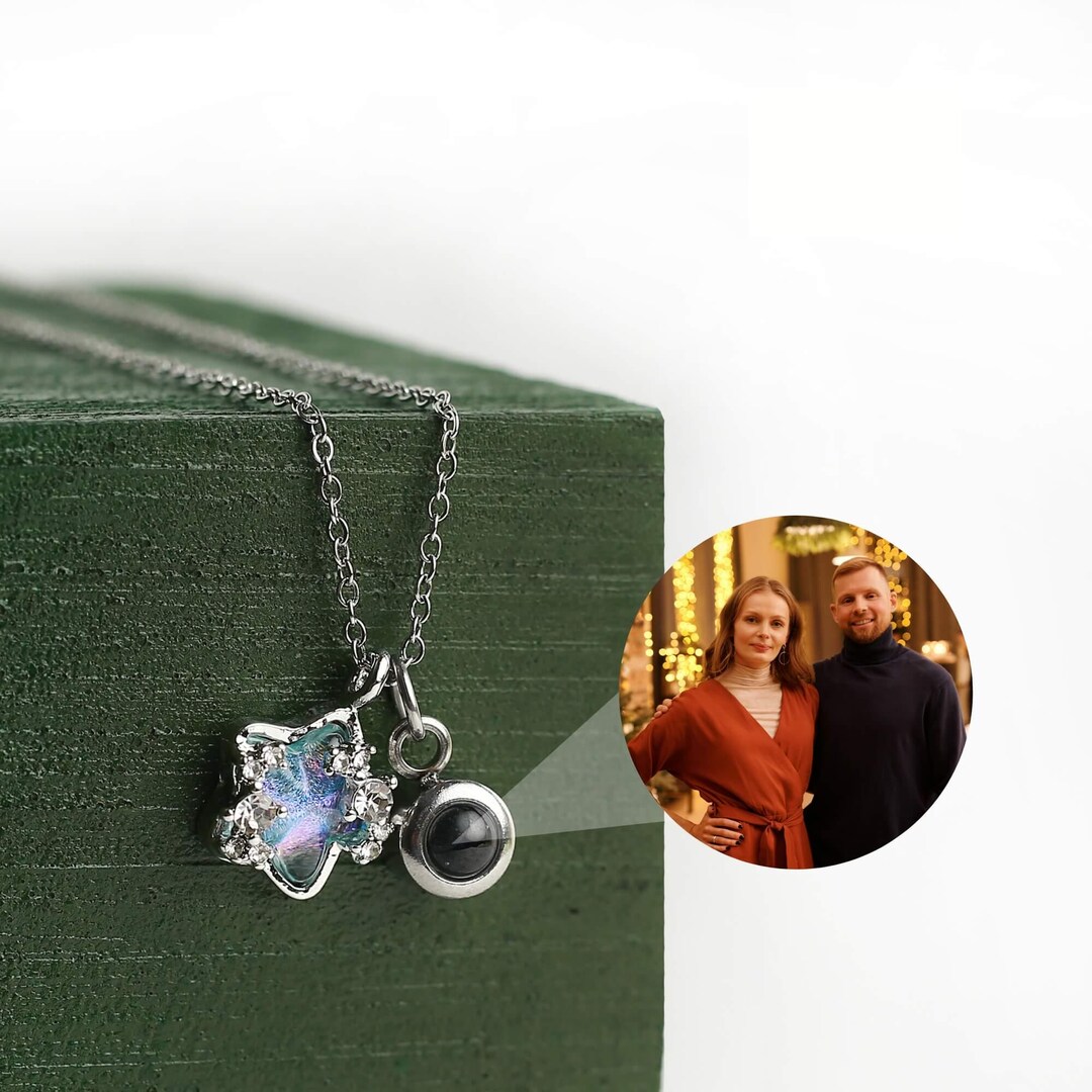 Personalized Crystal Star Photo Projection Necklace • Hidden Picture ...