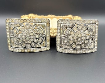 Antique Rhinestone Shoe Clips - Art Deco, matching pair