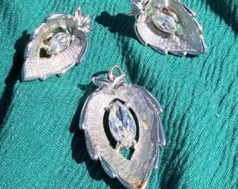 Vintage Sarah Coventry "Crystal Navette" Set - Pendant and Pierced Earrings