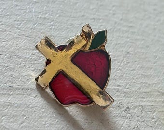 Vintage Cross and Apple Pin