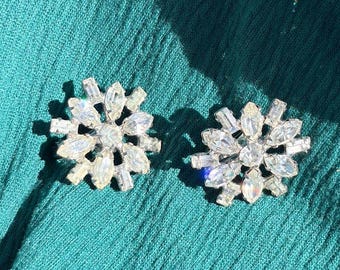 B. David Rhinestone Clip-on Snowflake Earrings