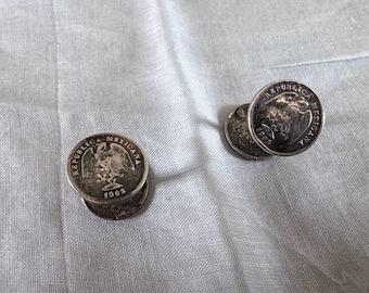 Vintage Mexican Coin Cufflinks - 1902, 902.7 silver, Minted in Mexico City