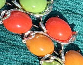 Bright and Bold Silver tone and Citrus Vintage Bracelet