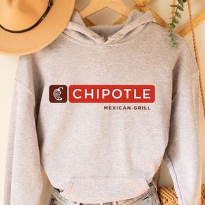 Felpa con cappuccio Chipotle Mexican Grill, logo Chipotle Mexican Grill, regalo con logo retrò, regalo divertente per lui, maglietta da barbecue