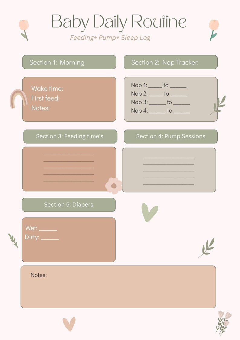 Baby Daily Routine Tracker | Feeding, Nap, Pump, Diaper Log (digital ...