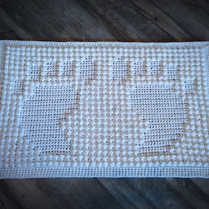Footprints Cotton Bath Mat Crochet Pattern, Popcorn Stitch, Bobble Stitch,