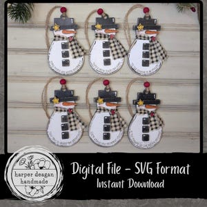 Snowman Ornament SVG Files – Laser Cut & Engraving Design Bundle Set of 6