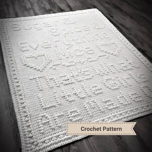 Crochet Pattern for Sugar and Spice Blanket, baby girl popcorn stitch blanket, bobble stitch baby blanket