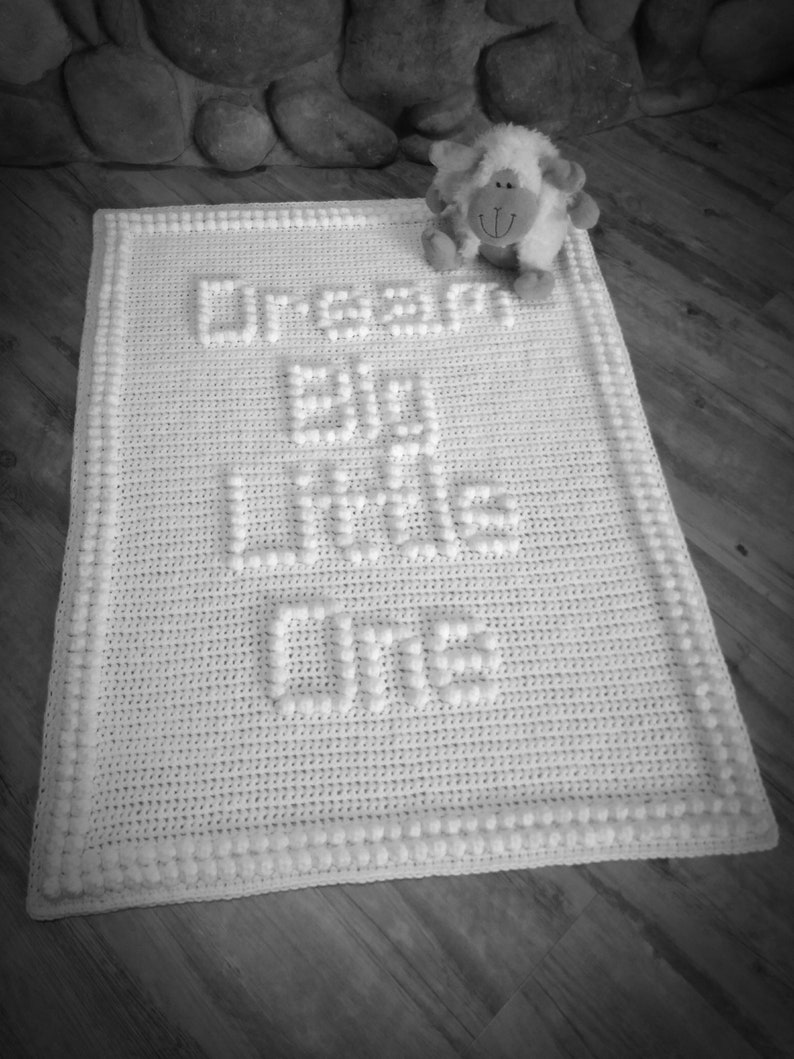 Crochet Pattern Dream Big Little One Bobble Stitch Baby Blanket Etsy