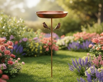 Vintage Metal Bird Bath for Garden – Rustic Outdoor Standing Feeder Patio Yard Decor