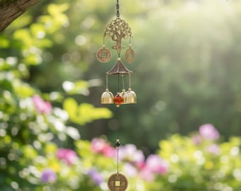 Japanese Copper Bell Wind Chime Ceramic Outdoor Zen Patio Hanging Decor Rustic Yard